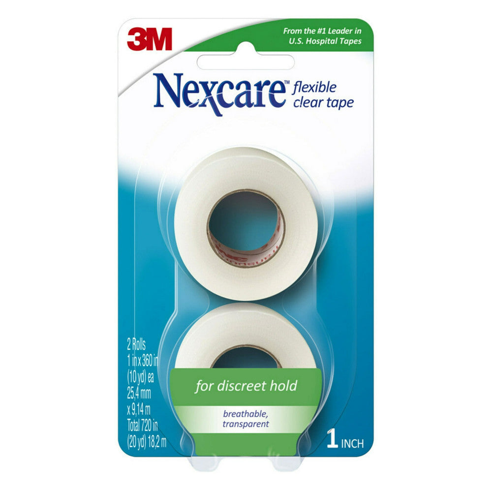 Nexcare 3M Flexible Clear Tape - 2 Rolls Of 1 X 360 Inches, 2 Ea, 3 Pack